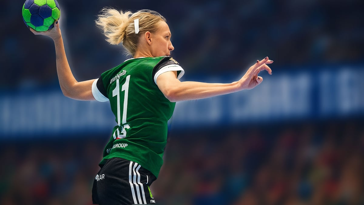 En handbollsspelare gör sig redo för att göra mål.