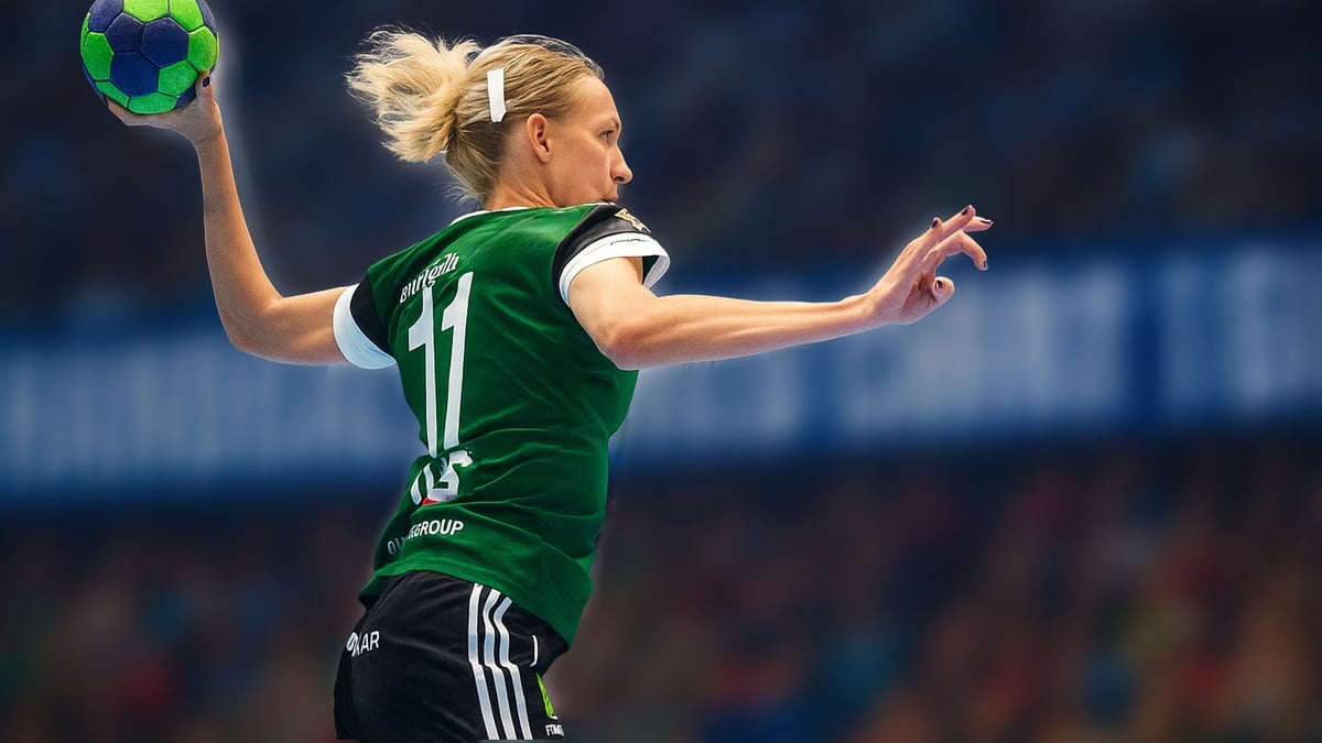 En handbollsspelare gör sig redo för att göra mål.