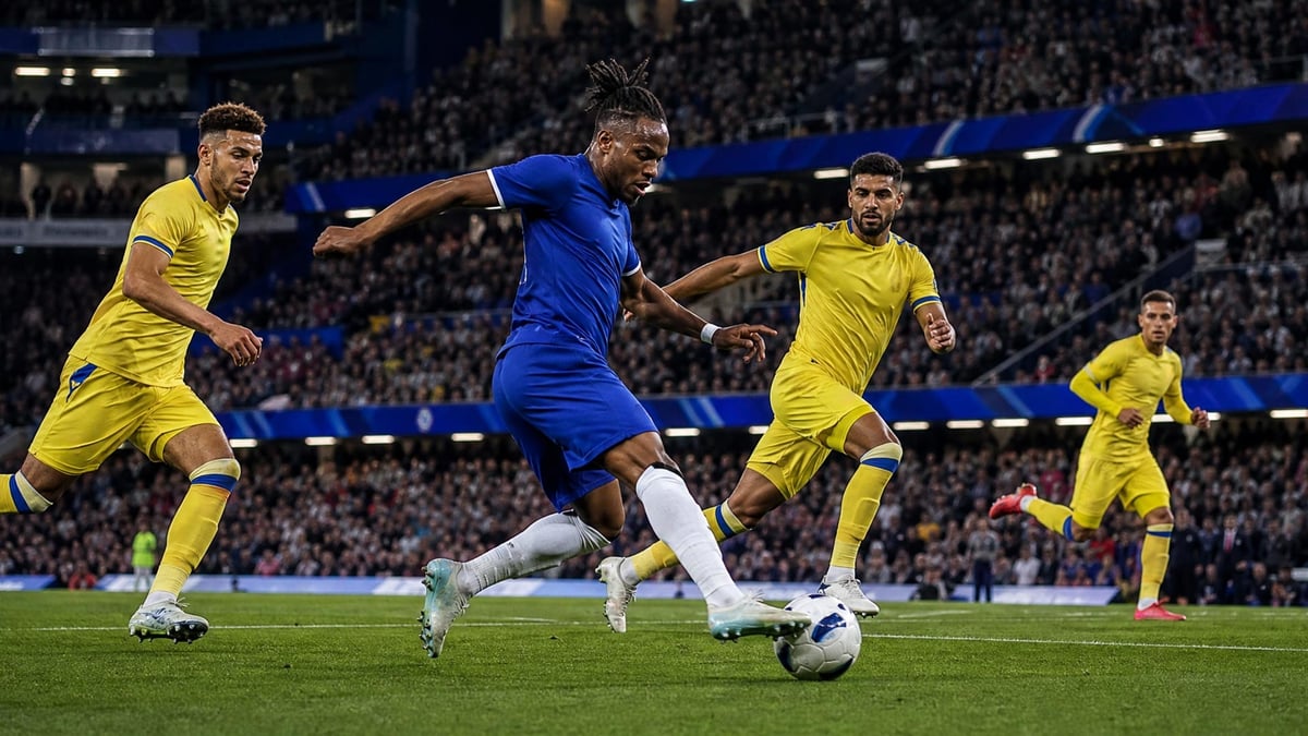 Chelsea gör mål i en fotbollsmatch.