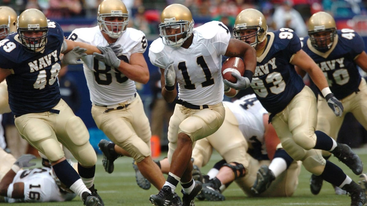 En stillbild från en stor tävling i amerikansk fotboll.