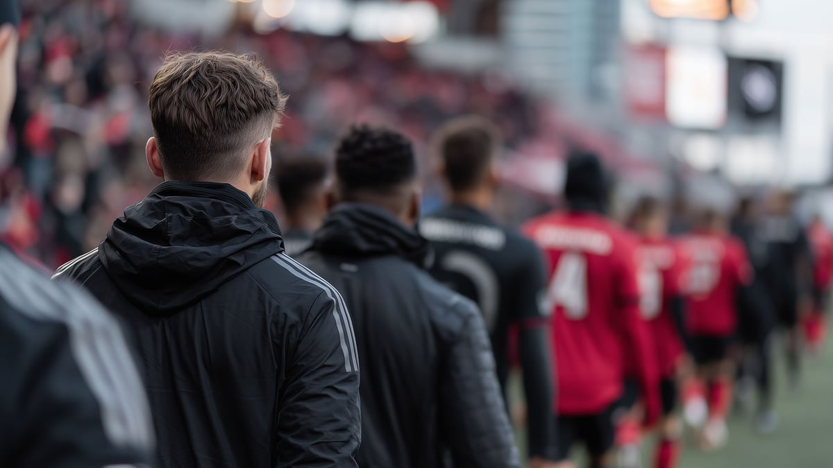 Ett fotbollslag i Allsvenskan går ut på planen.