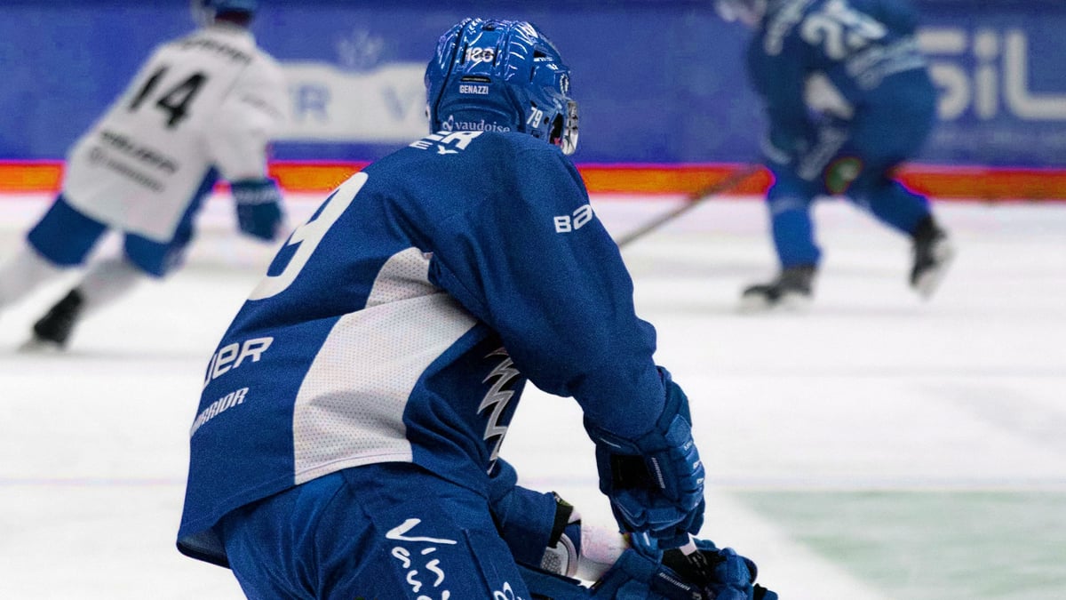 En stillbild från en intensiv hockey VM match.