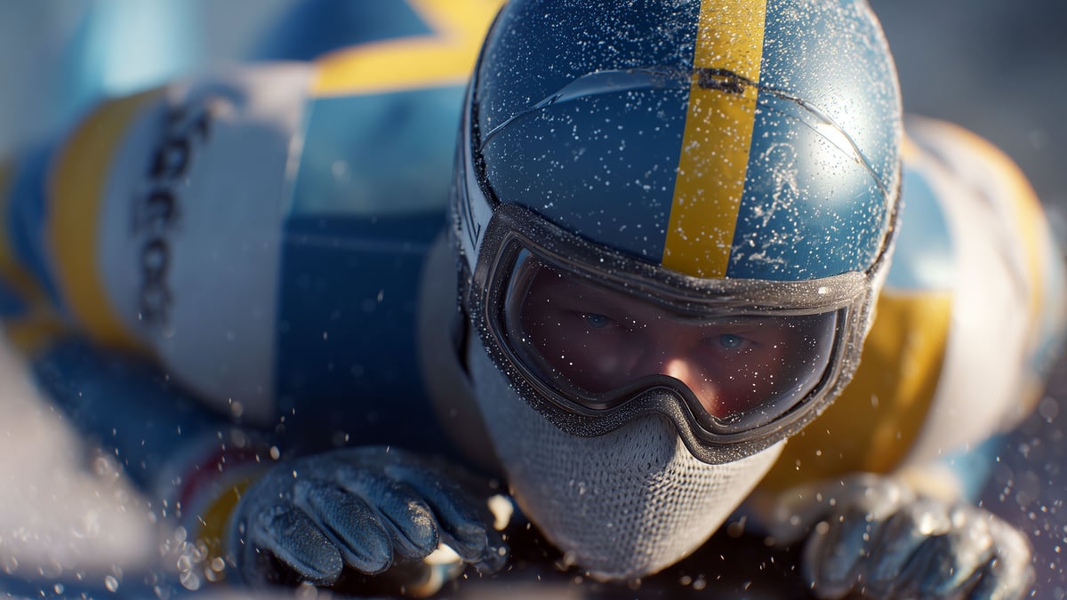 En närbild på en idrottare i vinter-OS.