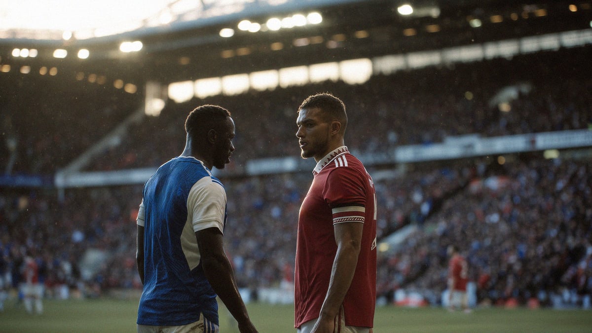 Två fotbollsspelare under Boxing Day står ansikte mot ansikte.