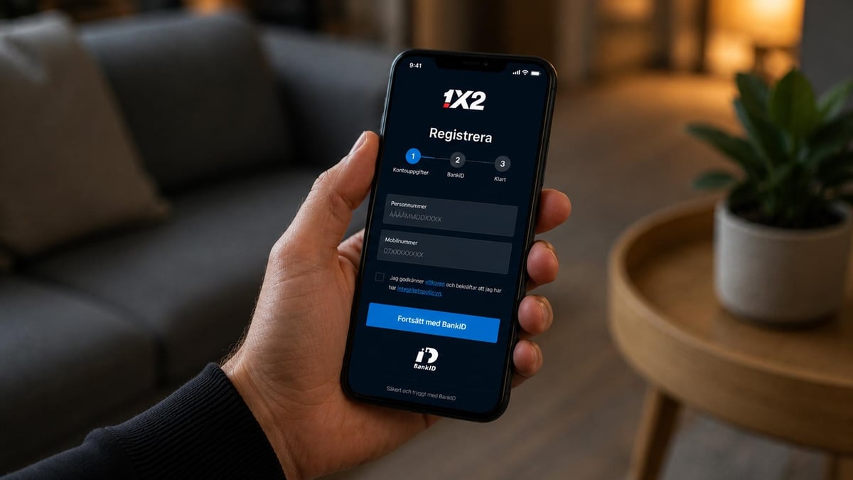 En person som registrerar sig på 1X2 med BankID.