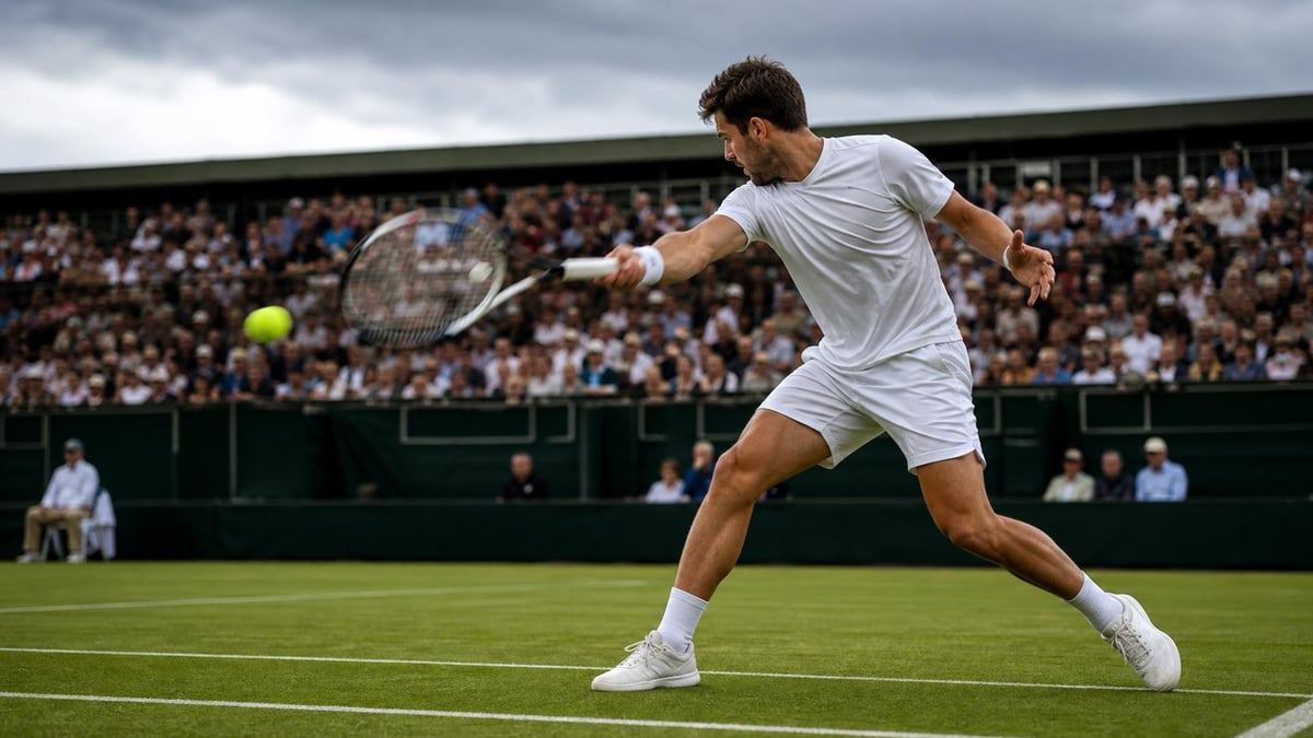 En tennisspelare i Wimbledon