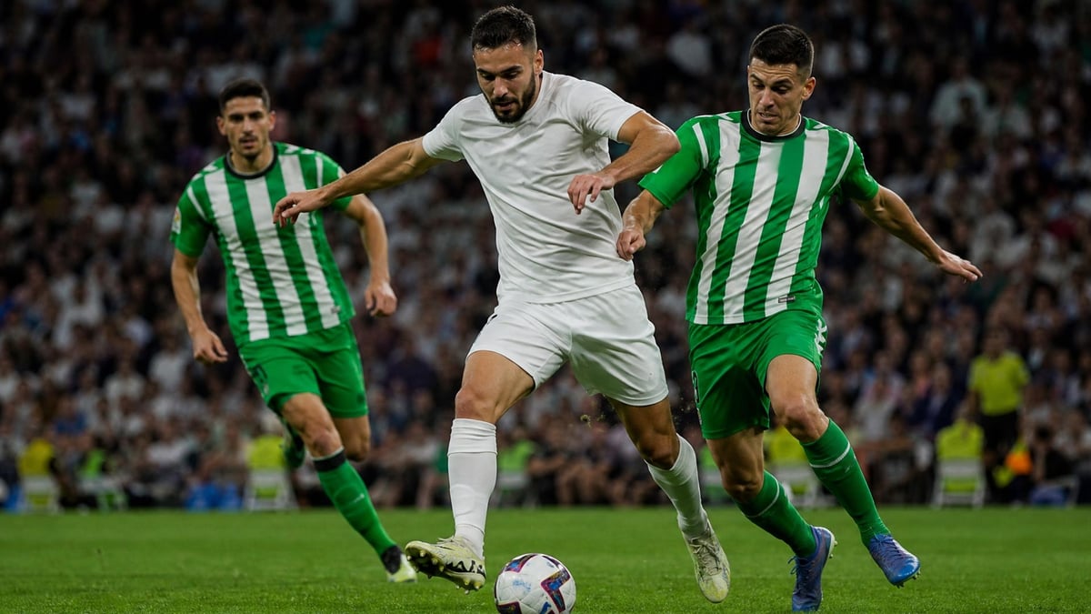 Fotbollsspelare i La Liga tävlar om bollen.