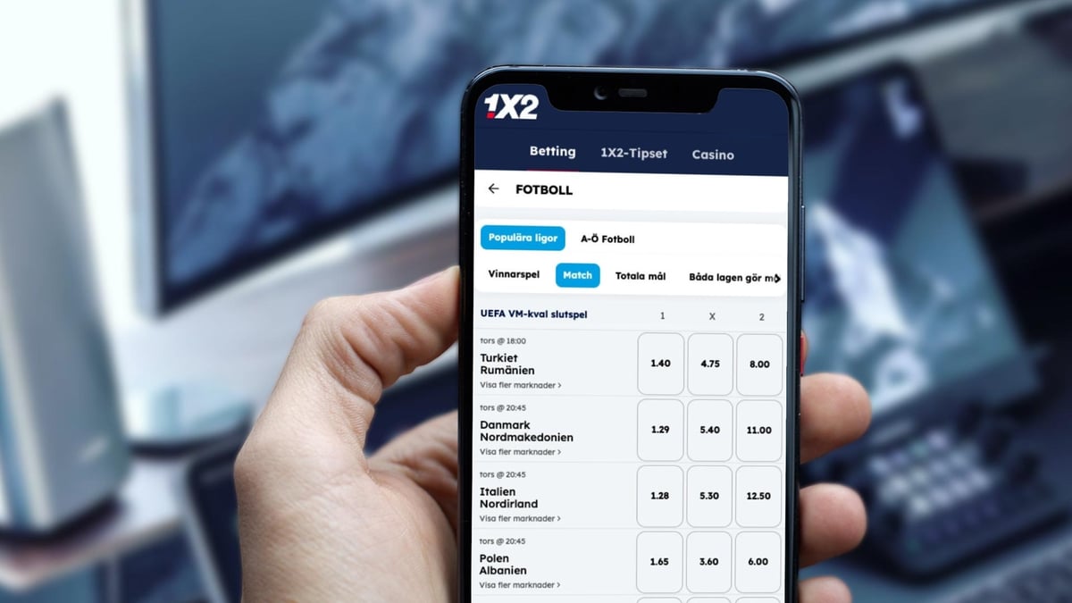 En person besöker 1X2 avdelning för betting och odds