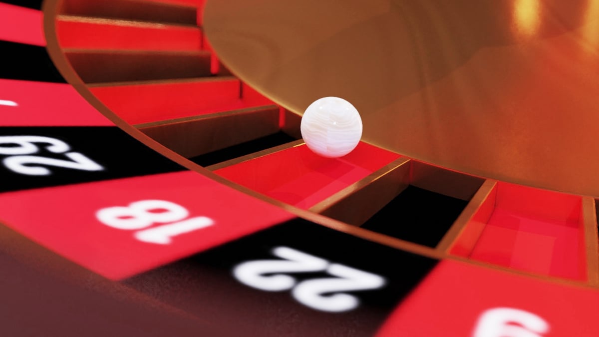 Den vita kulan har stannar i fack 18 i ett parti live-roulette.