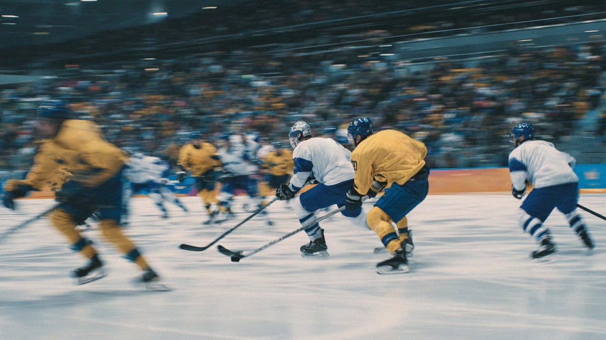 En stillbild från hockeymatch.