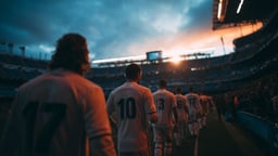 Ett fotbollslag springer ut på planen.