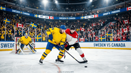 En bild som föreställer en av Sveriges matcher i hockey-VM