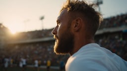 En fotbollsspelare springer ut på planen