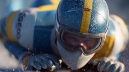 En närbild på en idrottare i vinter-OS.