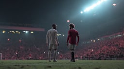 Två fotbollsspelare i Champions League står ute på planen.