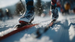 Närbild på en skidåkare som kämpar i Tour de Ski.