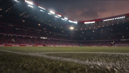 En fotbollsarena där en match snart börjar.