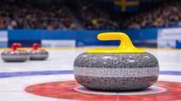 En närbild på en curlingsten